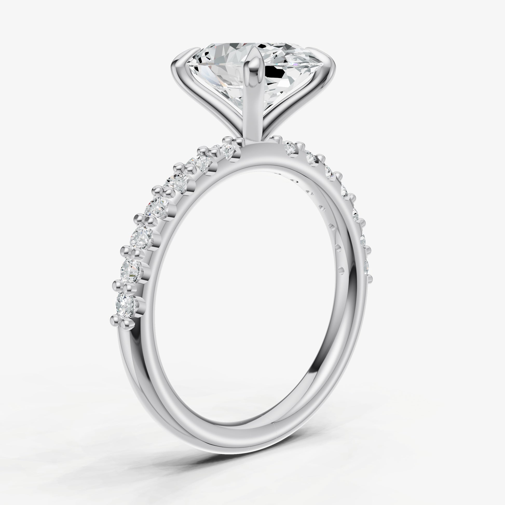 Oval 6 Claw Diamond Band Engagement Ring
