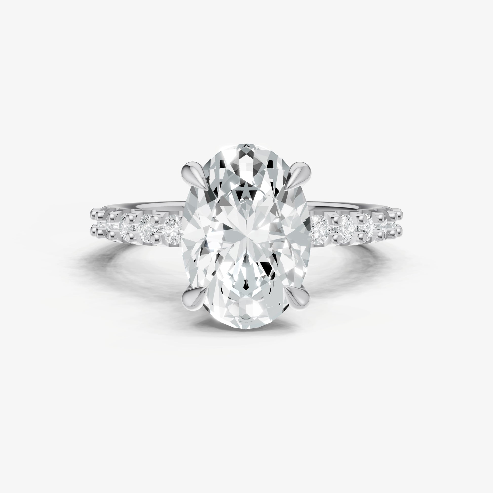 Oval 6 Claw Diamond Band Engagement Ring