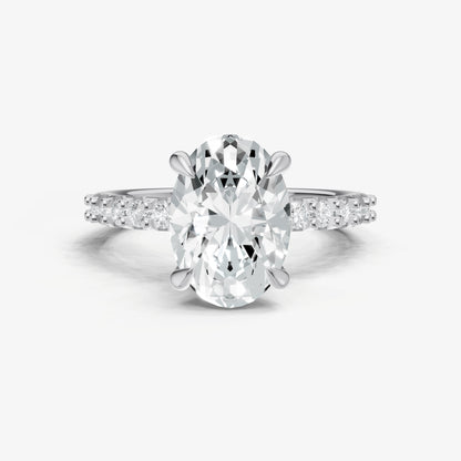 Oval 6 Claw Diamond Band Engagement Ring