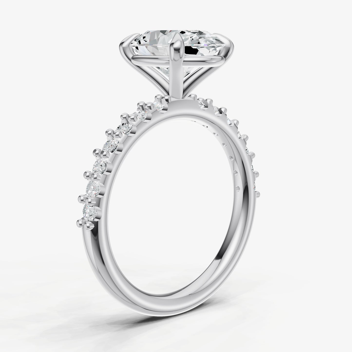 Oval 6 Claw Diamond Band Engagement Ring