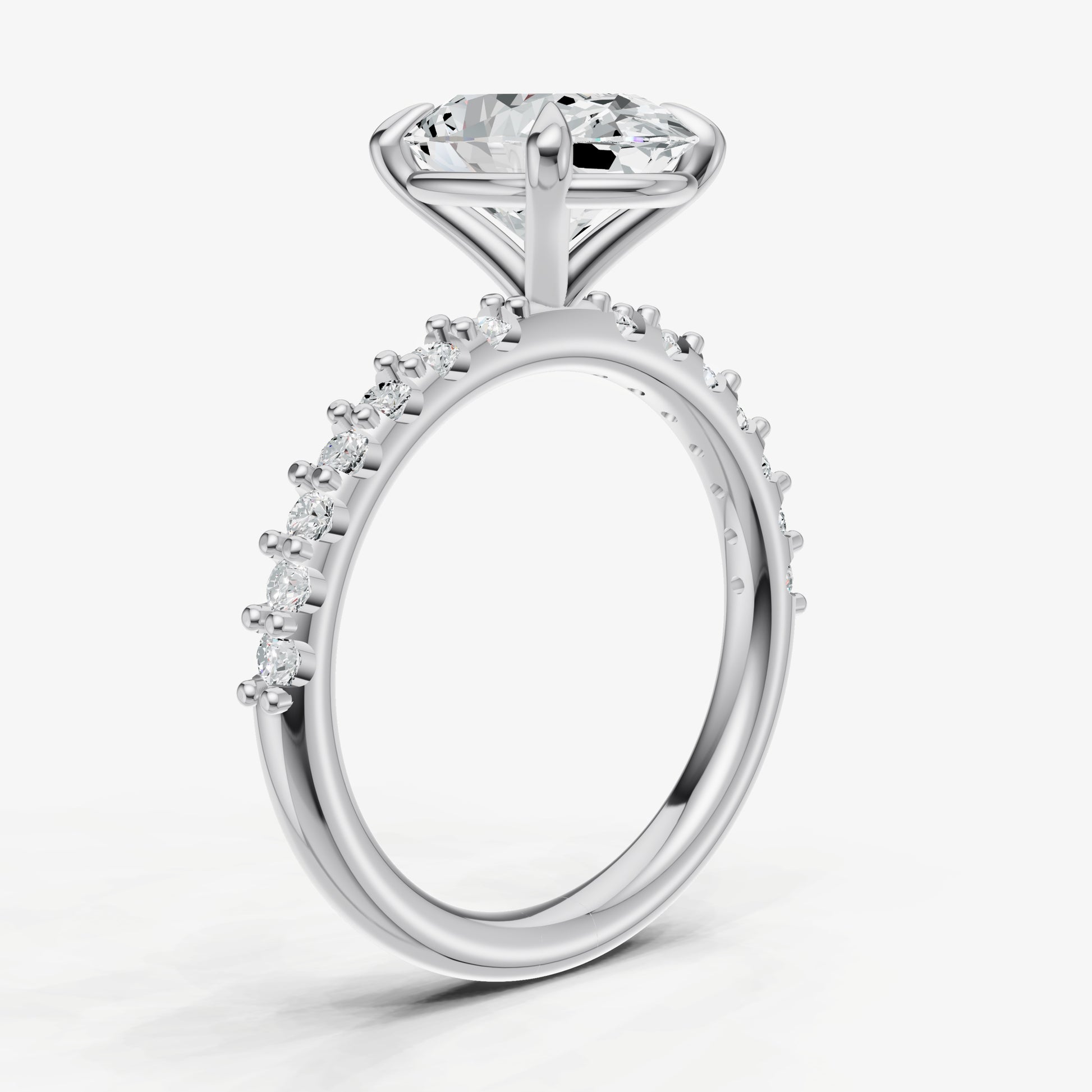 Oval 6 Claw Diamond Band Engagement Ring