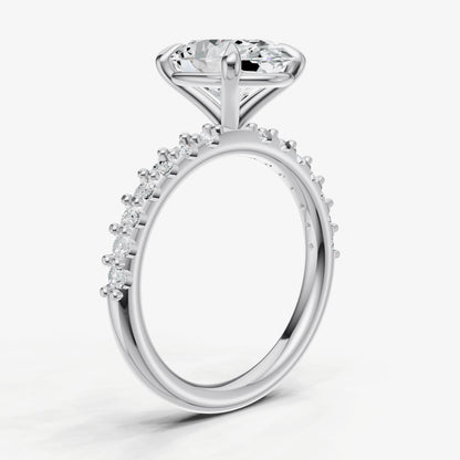 Oval 6 Claw Diamond Band Engagement Ring