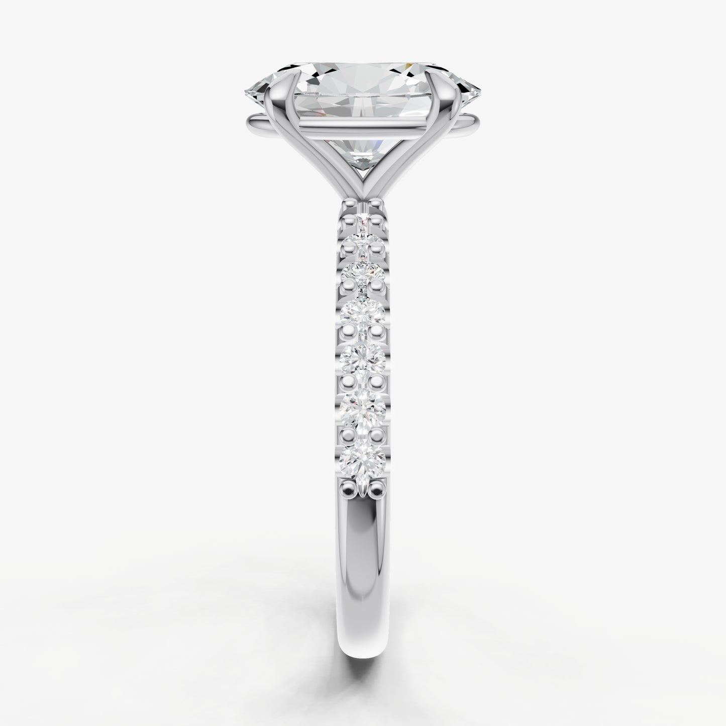 Oval 6 Claw Diamond Band Engagement Ring