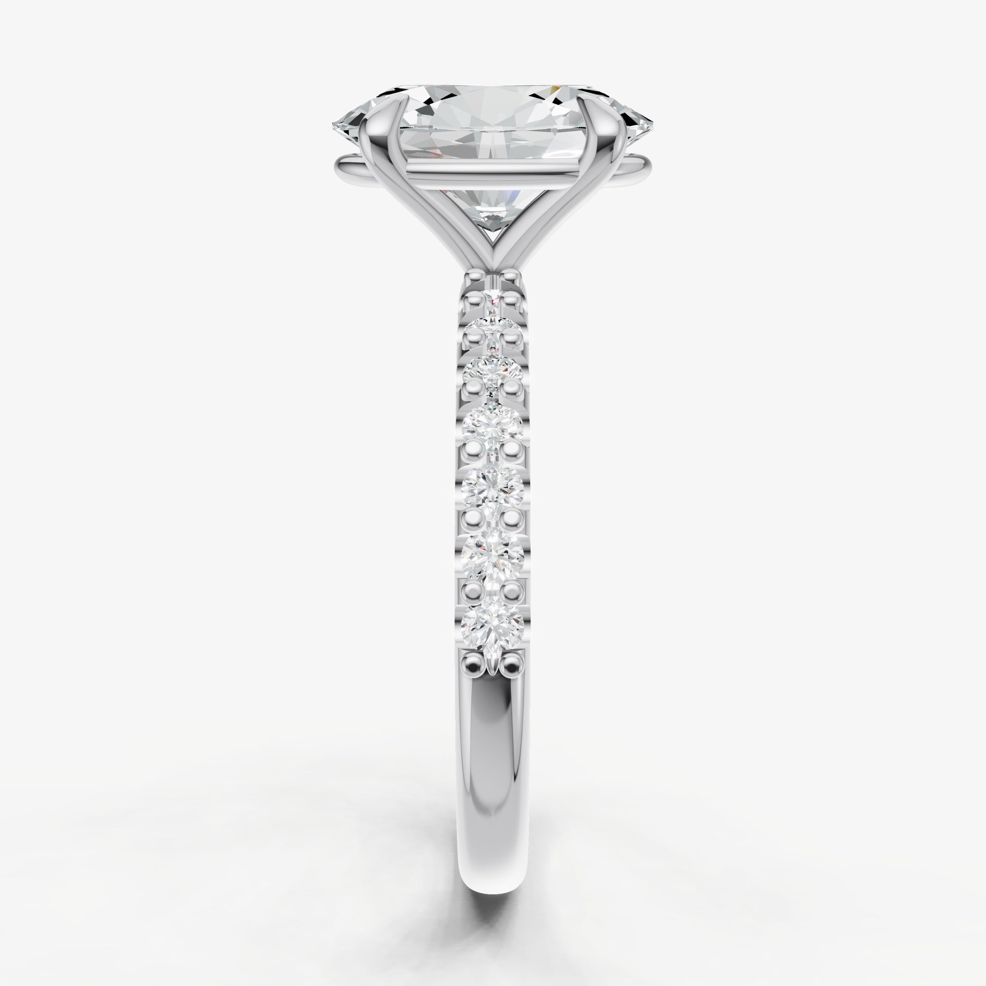 Oval 6 Claw Diamond Band Engagement Ring