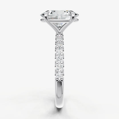 Oval 6 Claw Diamond Band Engagement Ring