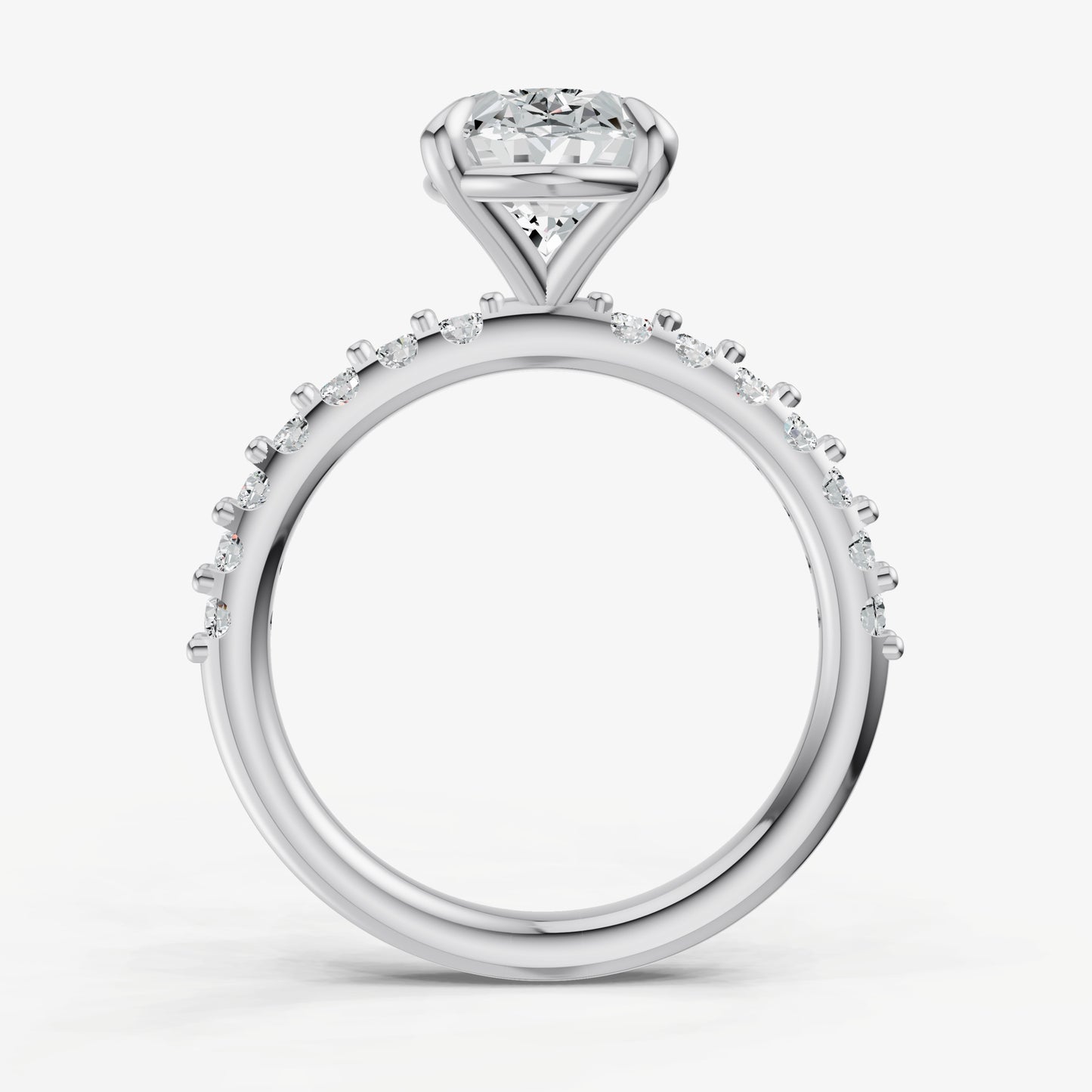 Oval 6 Claw Diamond Band Engagement Ring