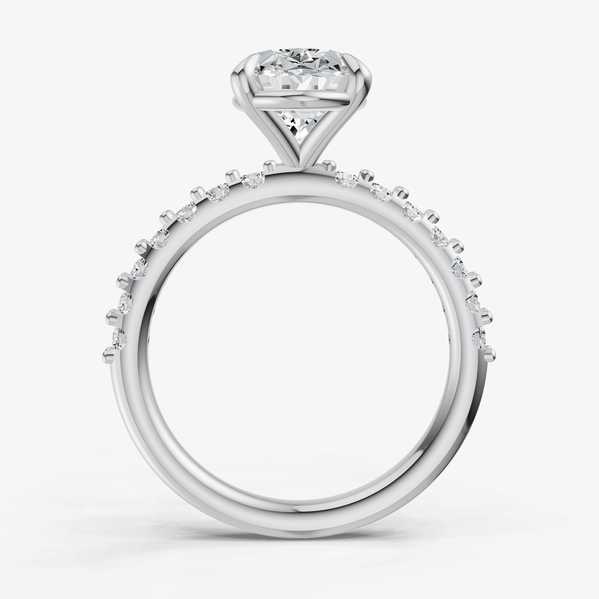 Oval 6 Claw Diamond Band Engagement Ring