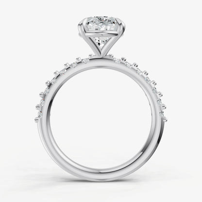 Oval 6 Claw Diamond Band Engagement Ring
