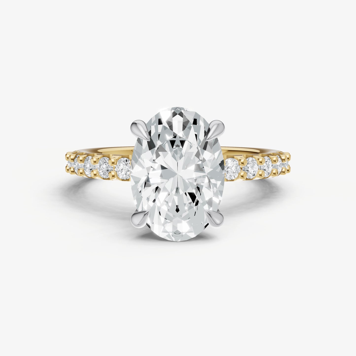Oval 6 Claw Diamond Band Engagement Ring