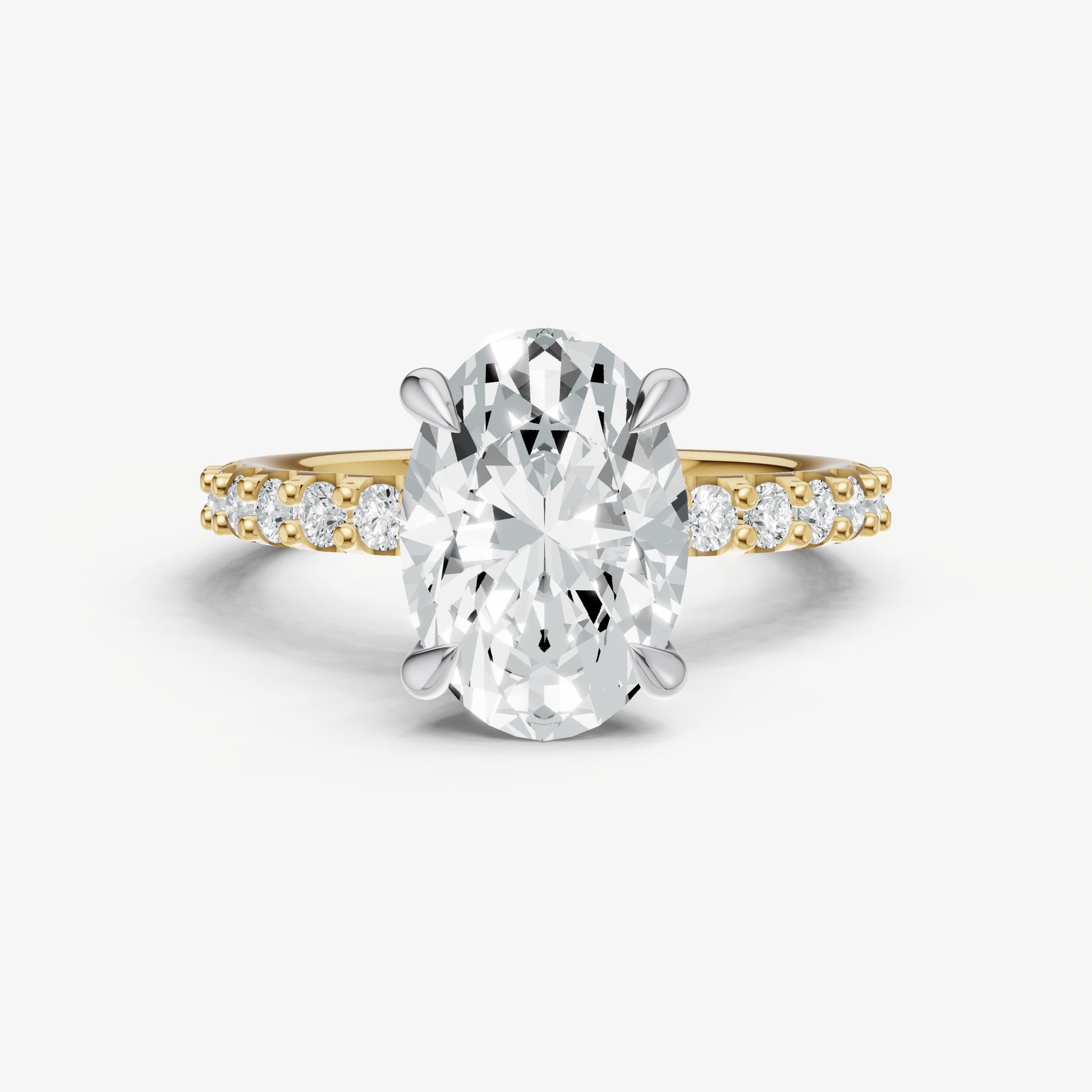 Oval 6 Claw Diamond Band Engagement Ring