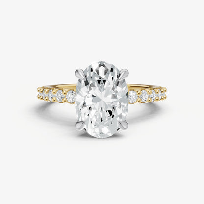 Oval 6 Claw Diamond Band Engagement Ring