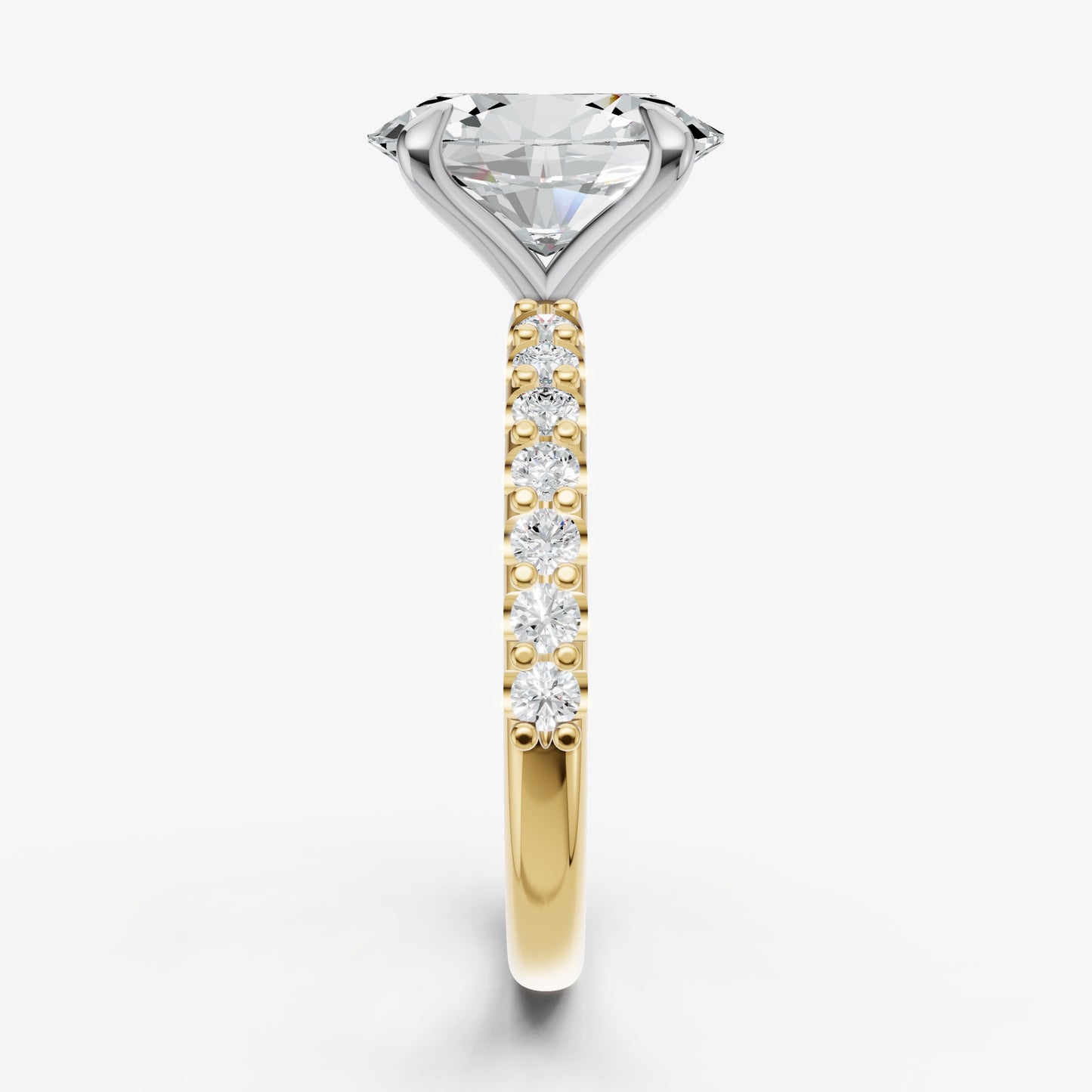 Oval 6 Claw Diamond Band Engagement Ring