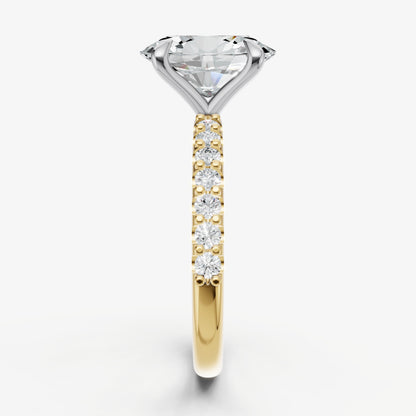 Oval 6 Claw Diamond Band Engagement Ring