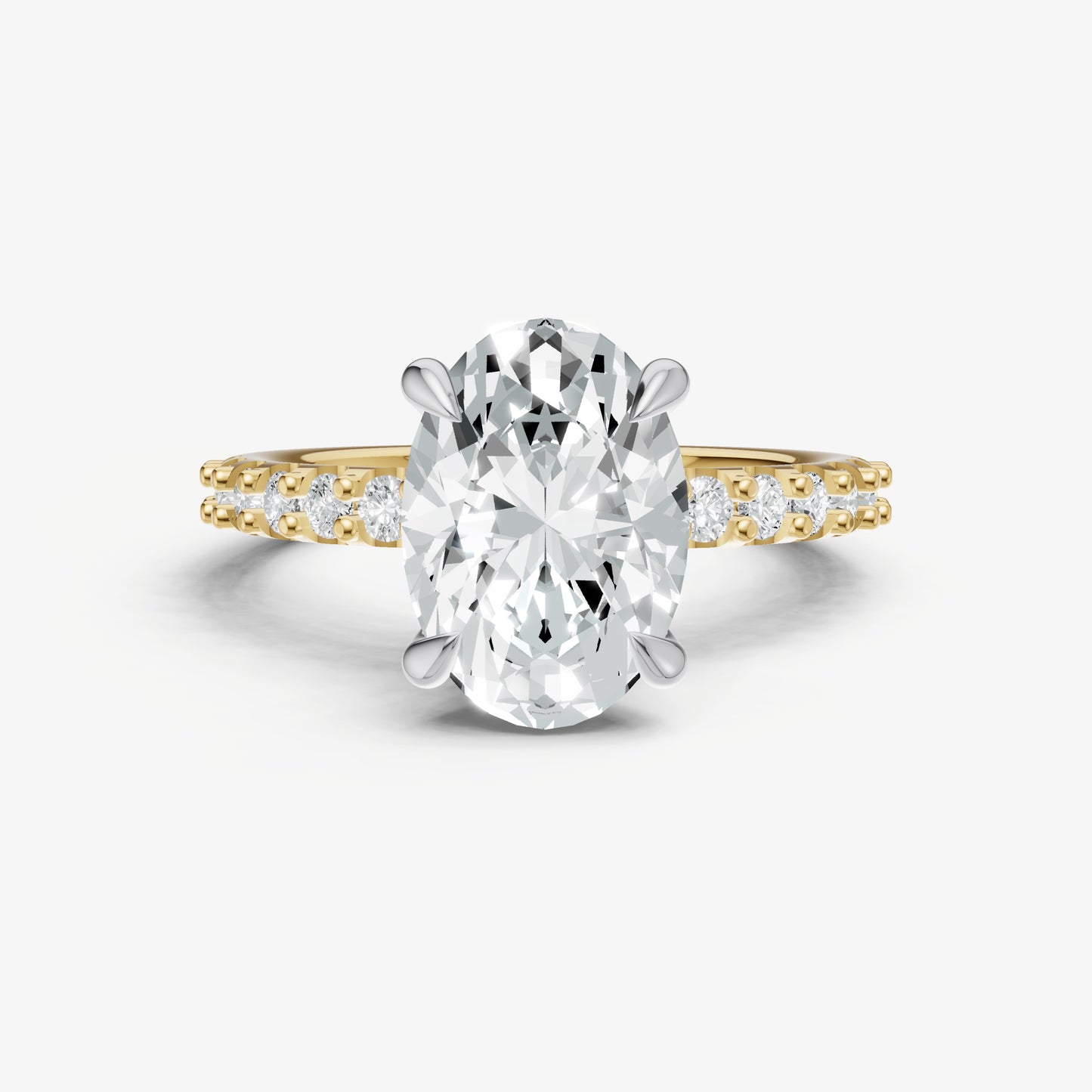 Oval 6 Claw Diamond Band Engagement Ring