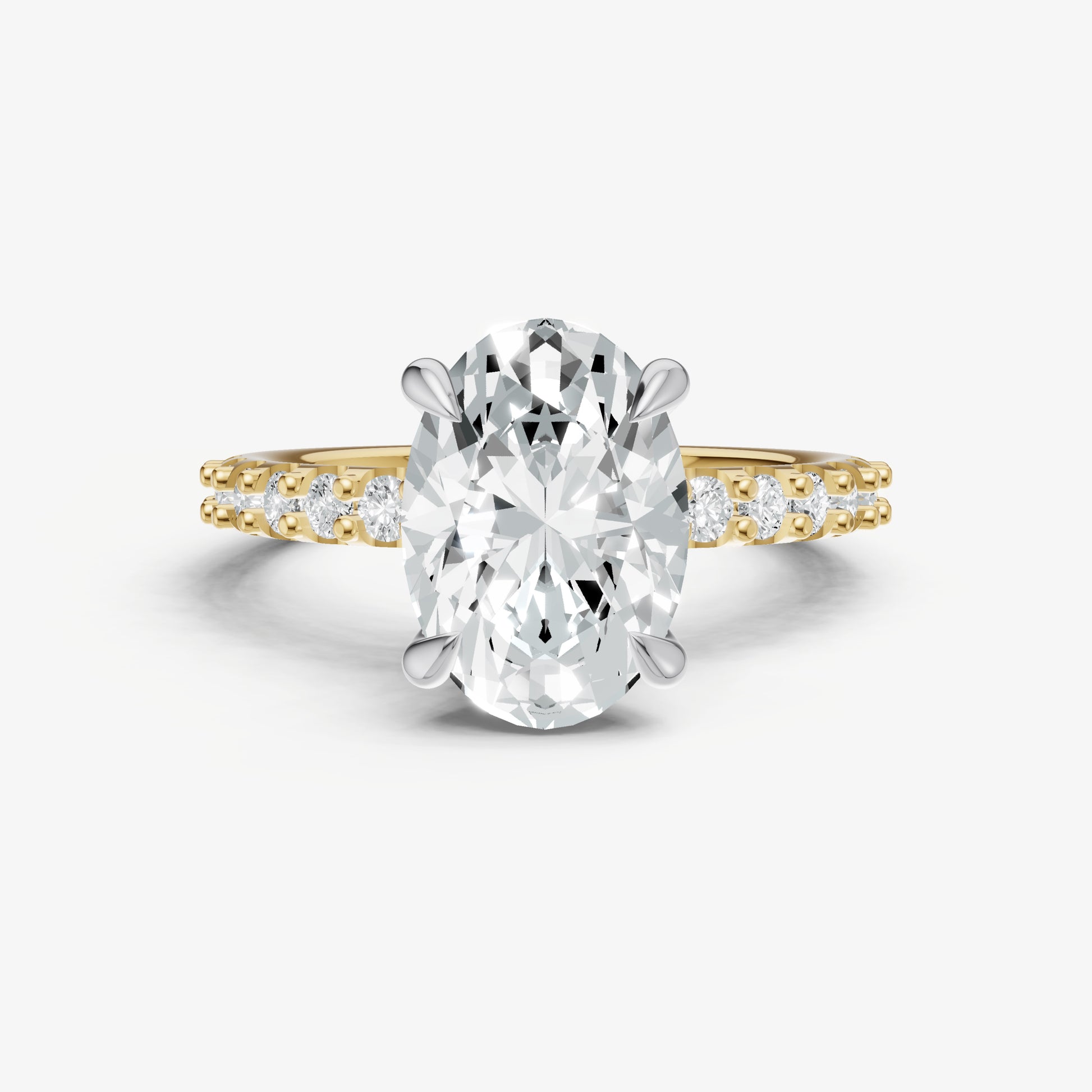 Oval 6 Claw Diamond Band Engagement Ring