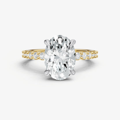 Oval 6 Claw Diamond Band Engagement Ring
