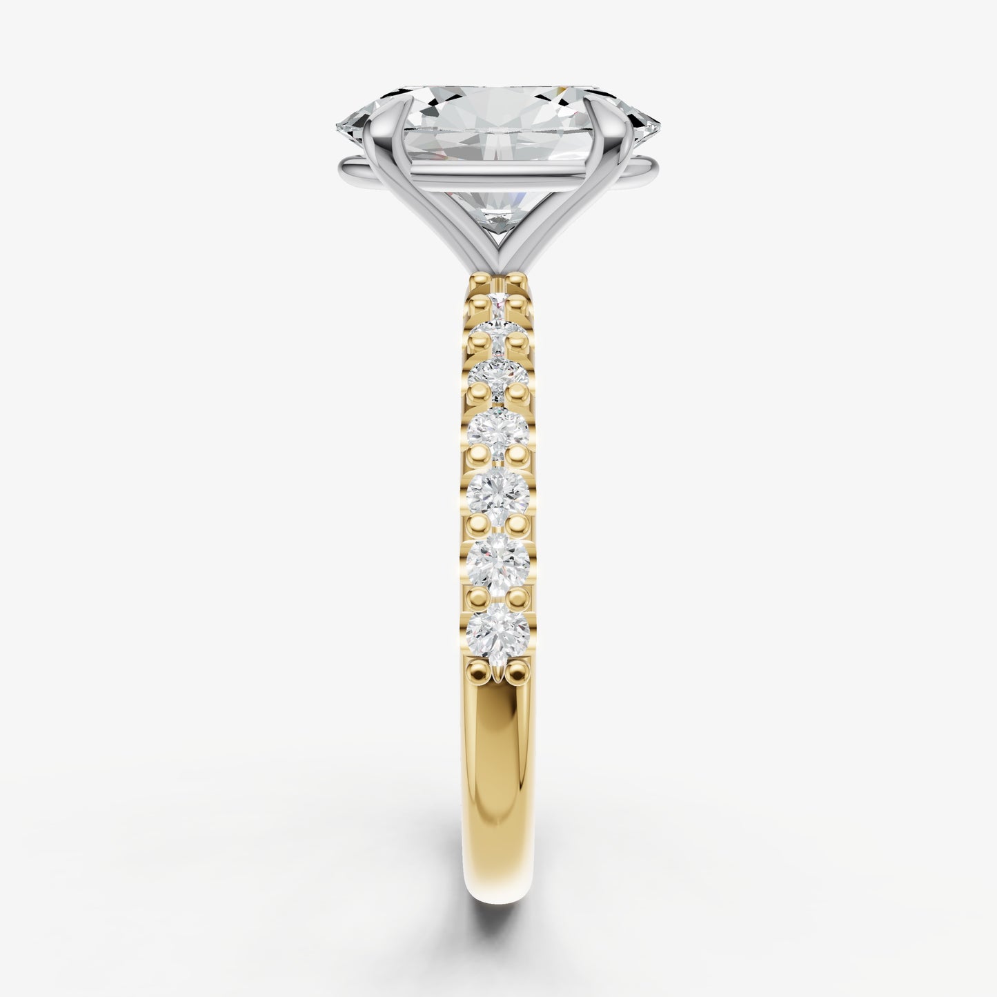 Oval 6 Claw Diamond Band Engagement Ring