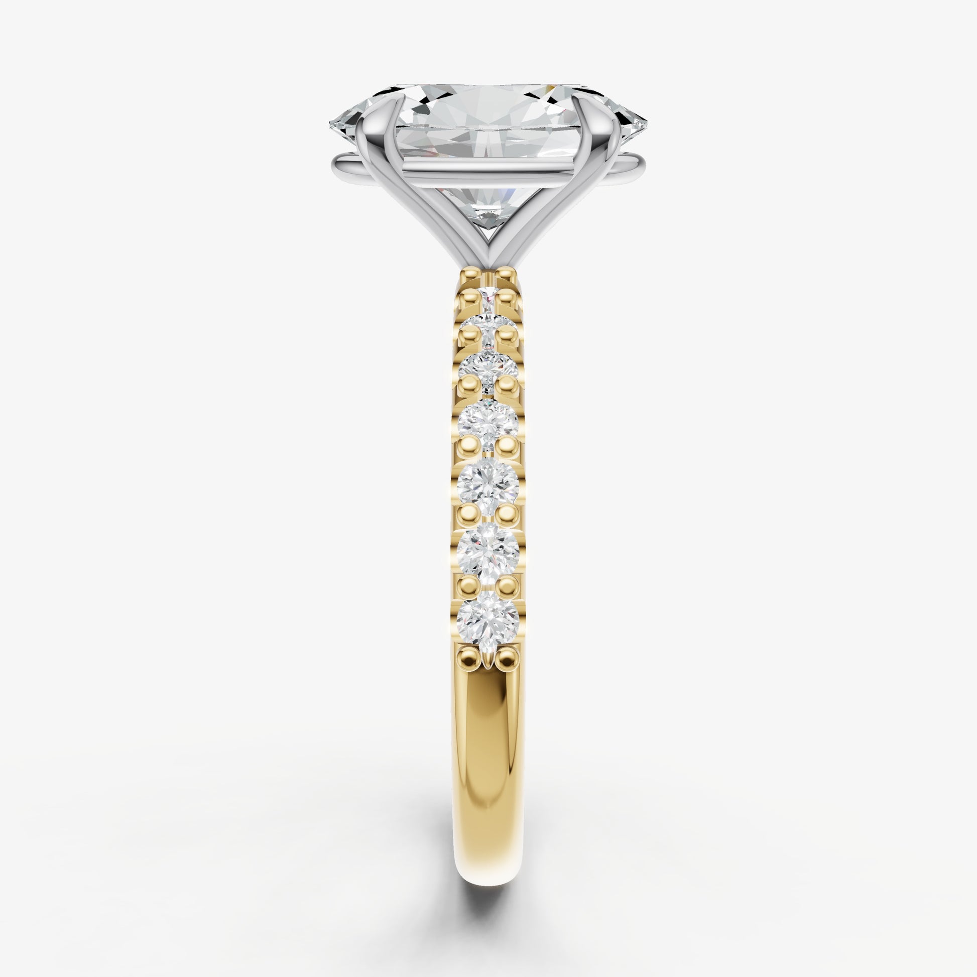 Oval 6 Claw Diamond Band Engagement Ring