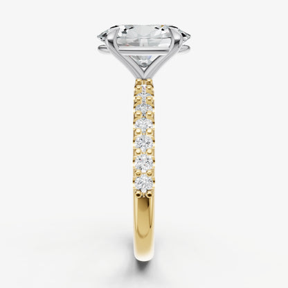 Oval 6 Claw Diamond Band Engagement Ring