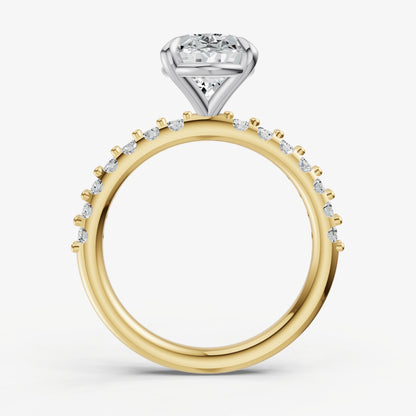 Oval 6 Claw Diamond Band Engagement Ring