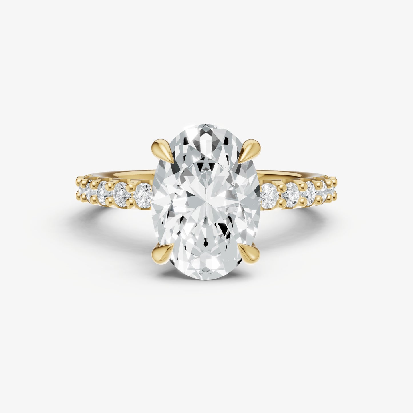 Oval 6 Claw Diamond Band Engagement Ring