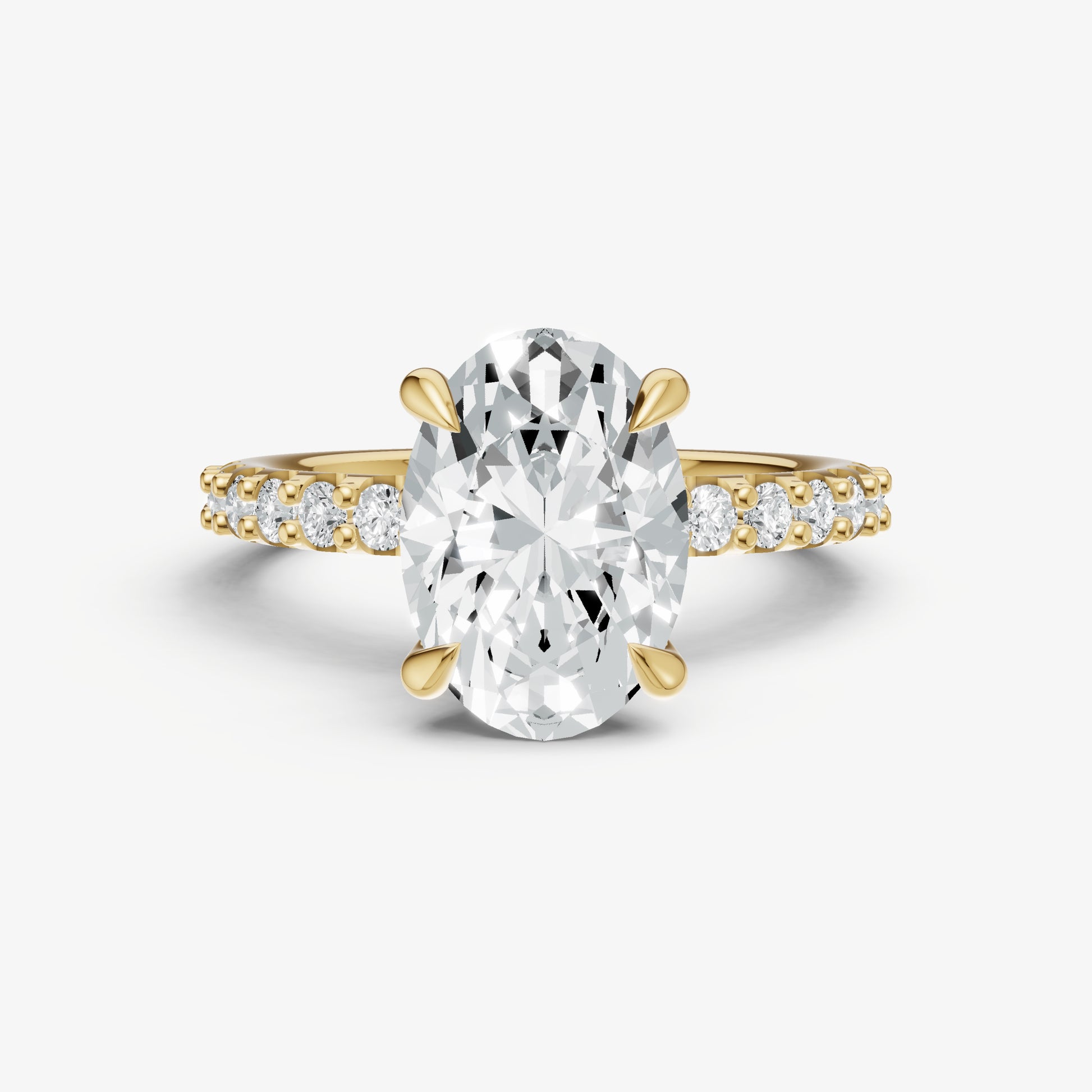 Oval 6 Claw Diamond Band Engagement Ring