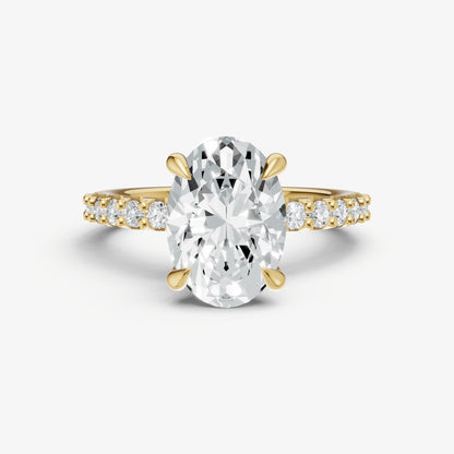 Oval 6 Claw Diamond Band Engagement Ring