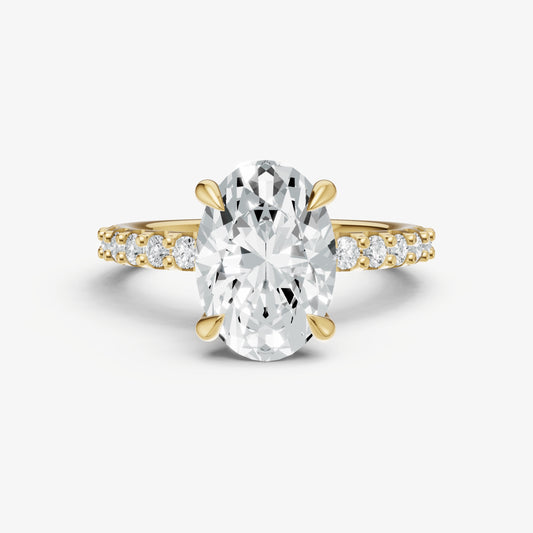 Oval 6 Claw Diamond Band Engagement Ring