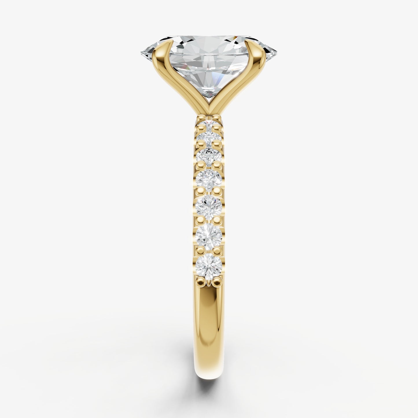 Oval 6 Claw Diamond Band Engagement Ring