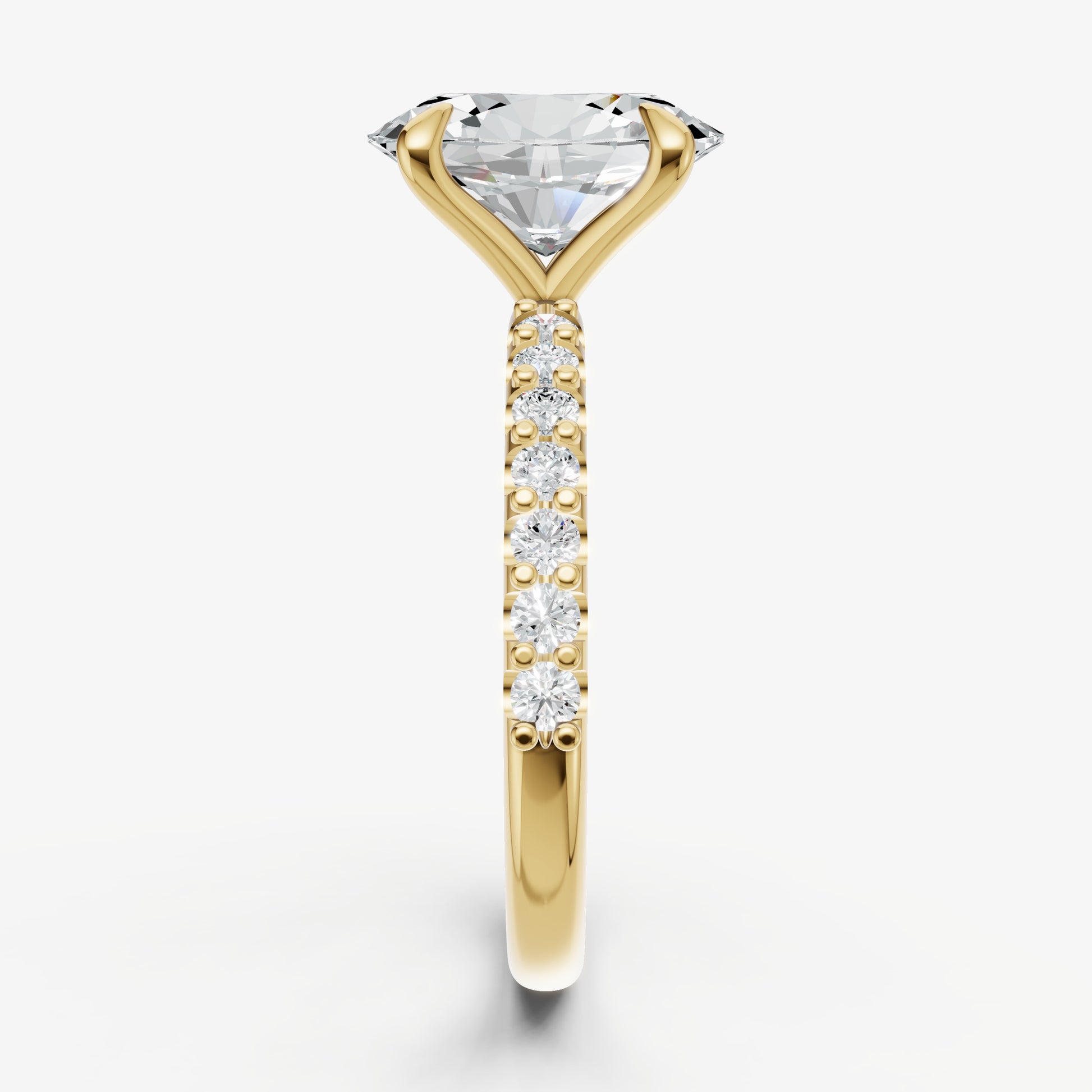 Oval 6 Claw Diamond Band Engagement Ring