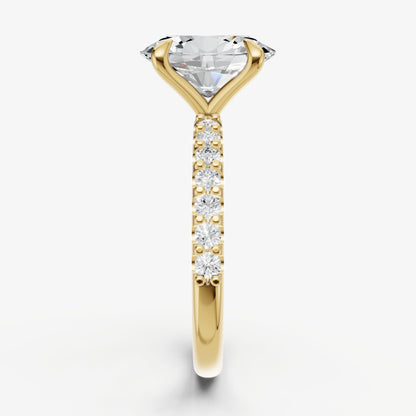 Oval 6 Claw Diamond Band Engagement Ring