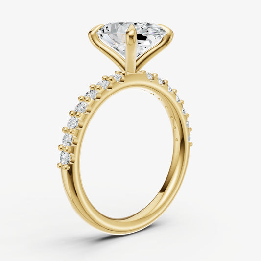 Oval 6 Claw Diamond Band Engagement Ring
