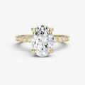 Oval Petite Diamond Band Soliatire Engagement Ring