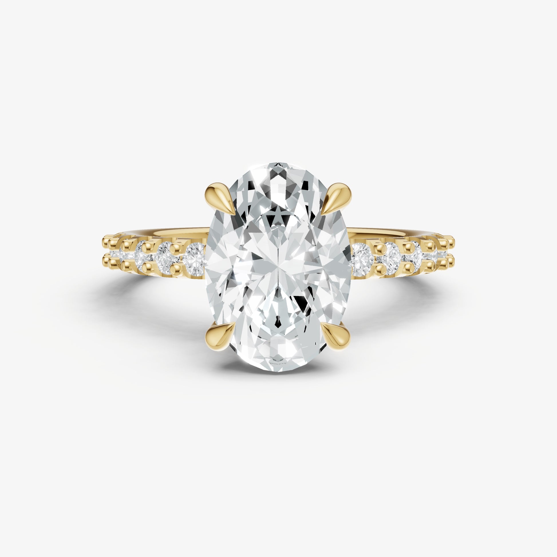 Oval 6 Claw Diamond Band Engagement Ring