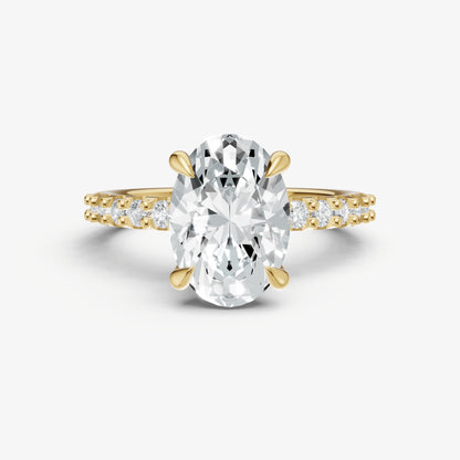 Oval 6 Claw Diamond Band Engagement Ring