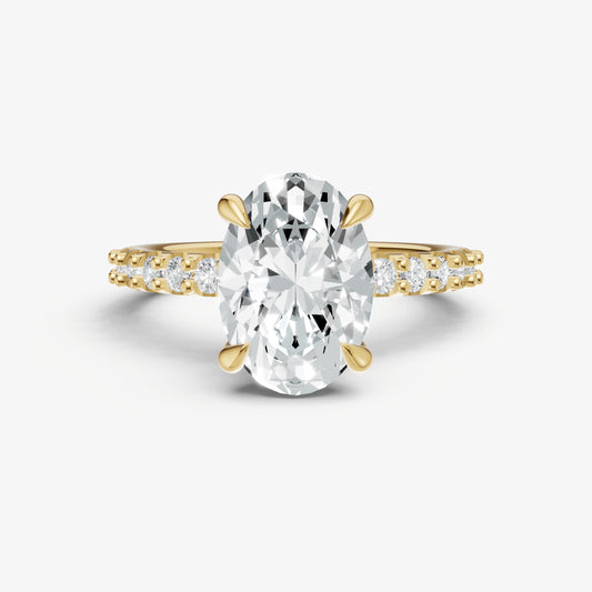 Oval 6 Claw Diamond Band Engagement Ring