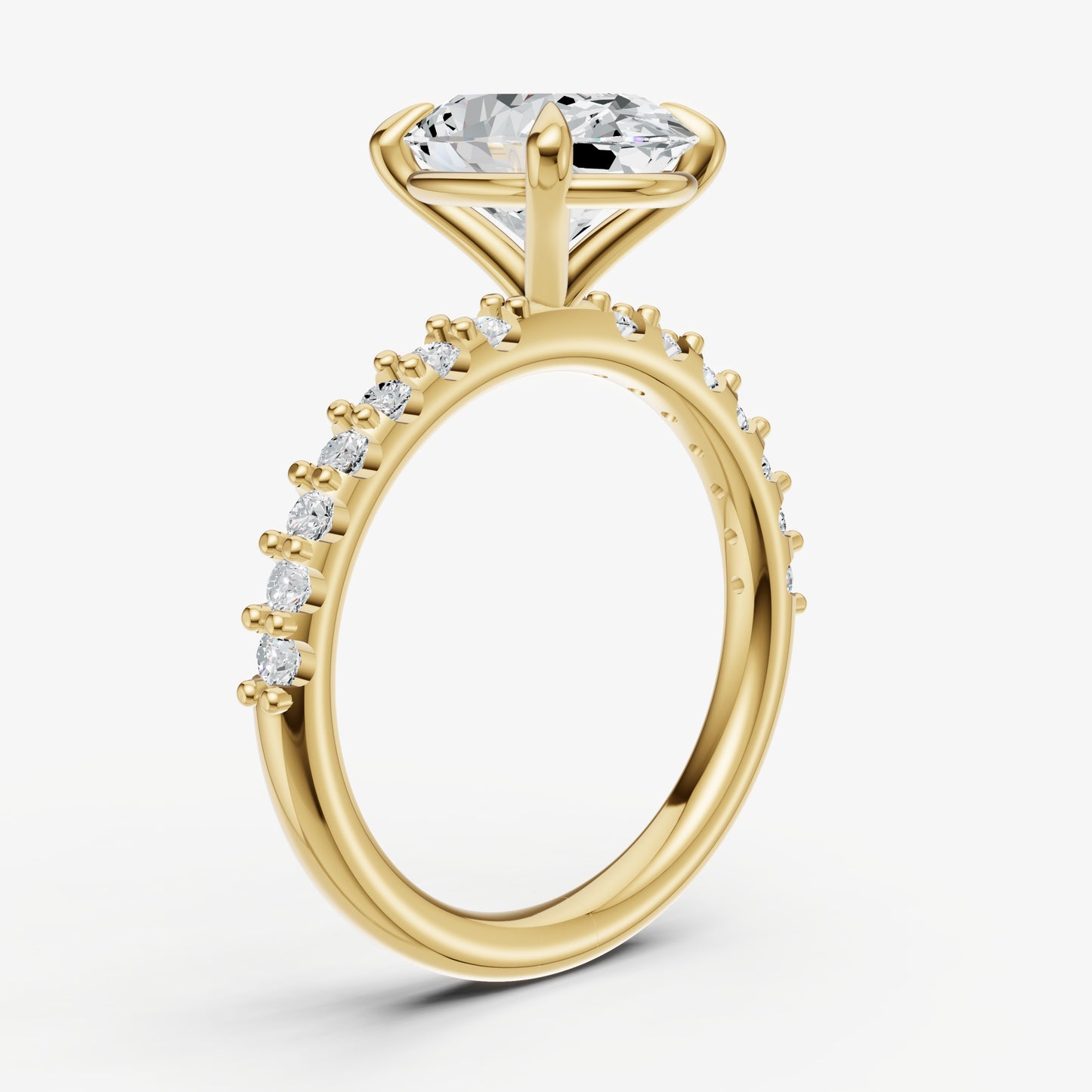 Oval 6 Claw Diamond Band Engagement Ring