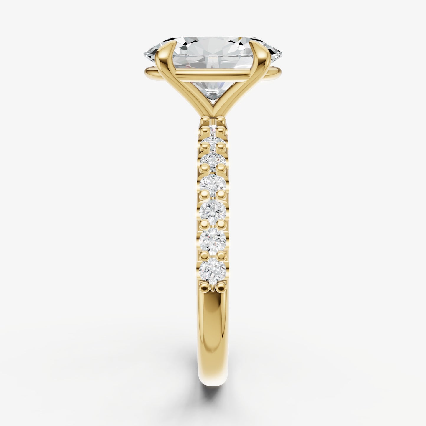 Oval 6 Claw Diamond Band Engagement Ring