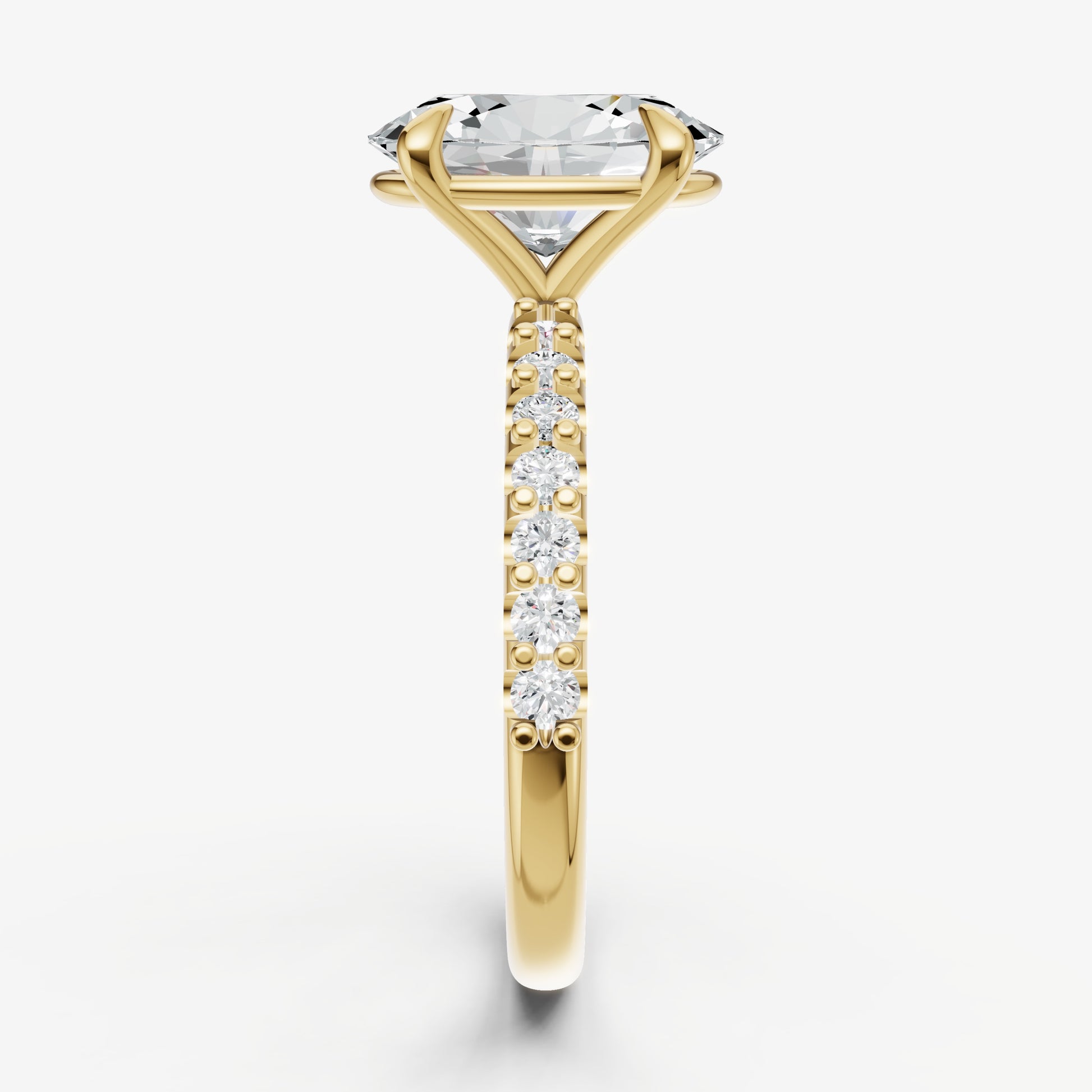 Oval 6 Claw Diamond Band Engagement Ring