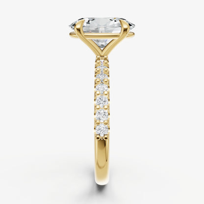 Oval 6 Claw Diamond Band Engagement Ring