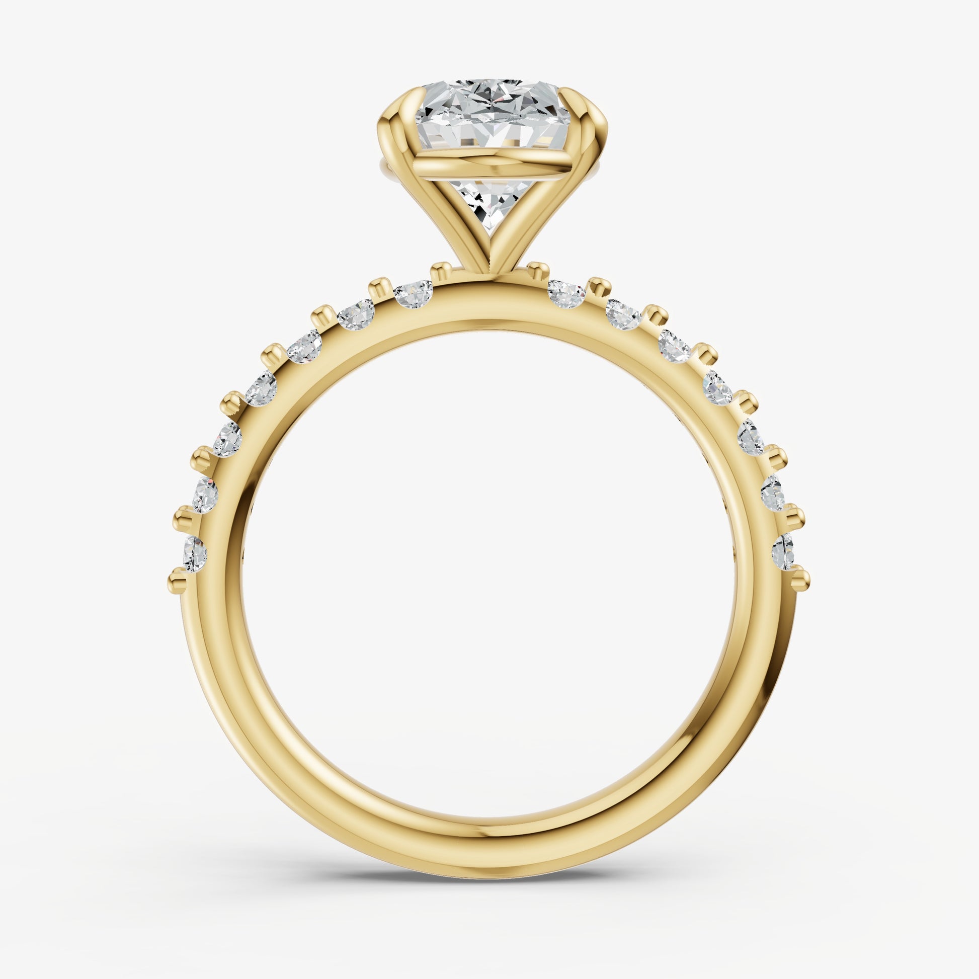Oval 6 Claw Diamond Band Engagement Ring