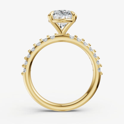 Oval 6 Claw Diamond Band Engagement Ring