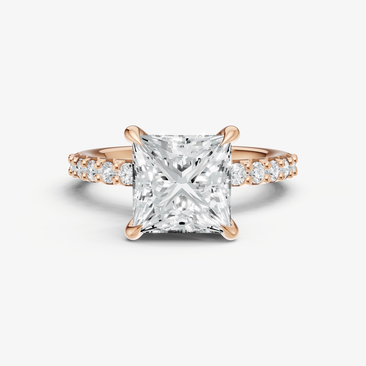 Princess 6 Claw Diamond Band Engagement Ring