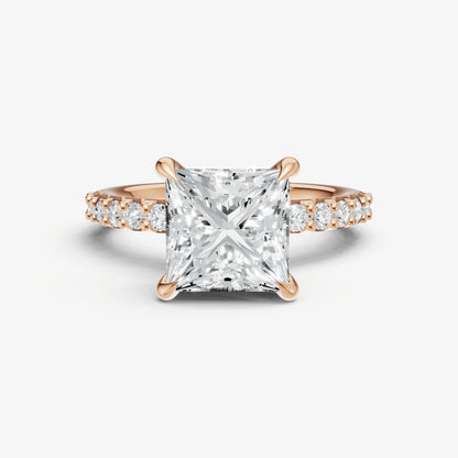 Princess 6 Claw Diamond Band Engagement Ring