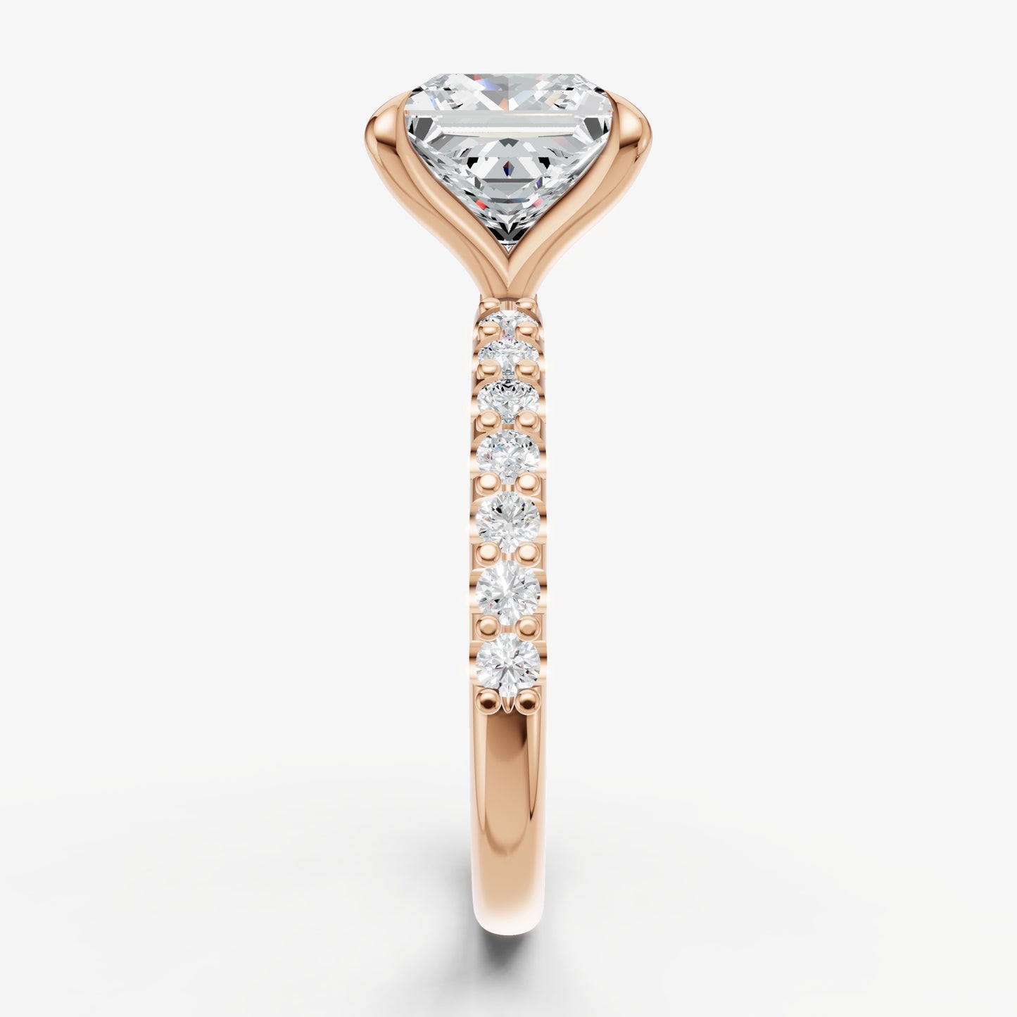 Princess 6 Claw Diamond Band Engagement Ring