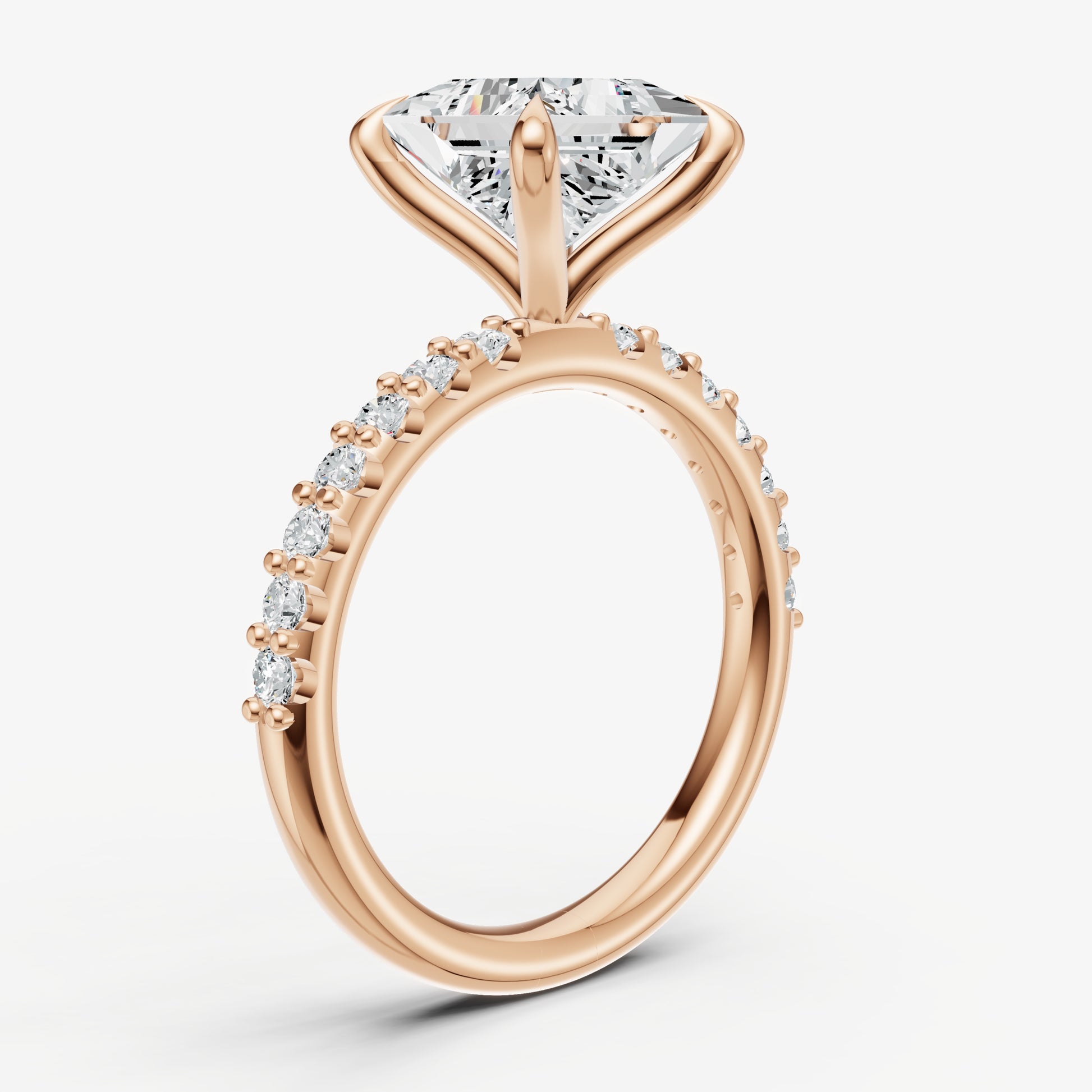 Princess 6 Claw Diamond Band Engagement Ring