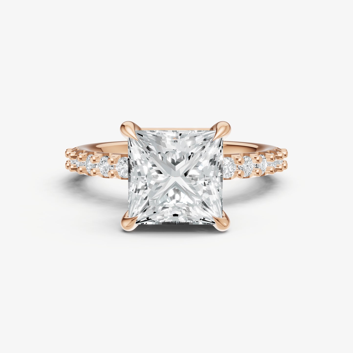 Princess 6 Claw Diamond Band Engagement Ring