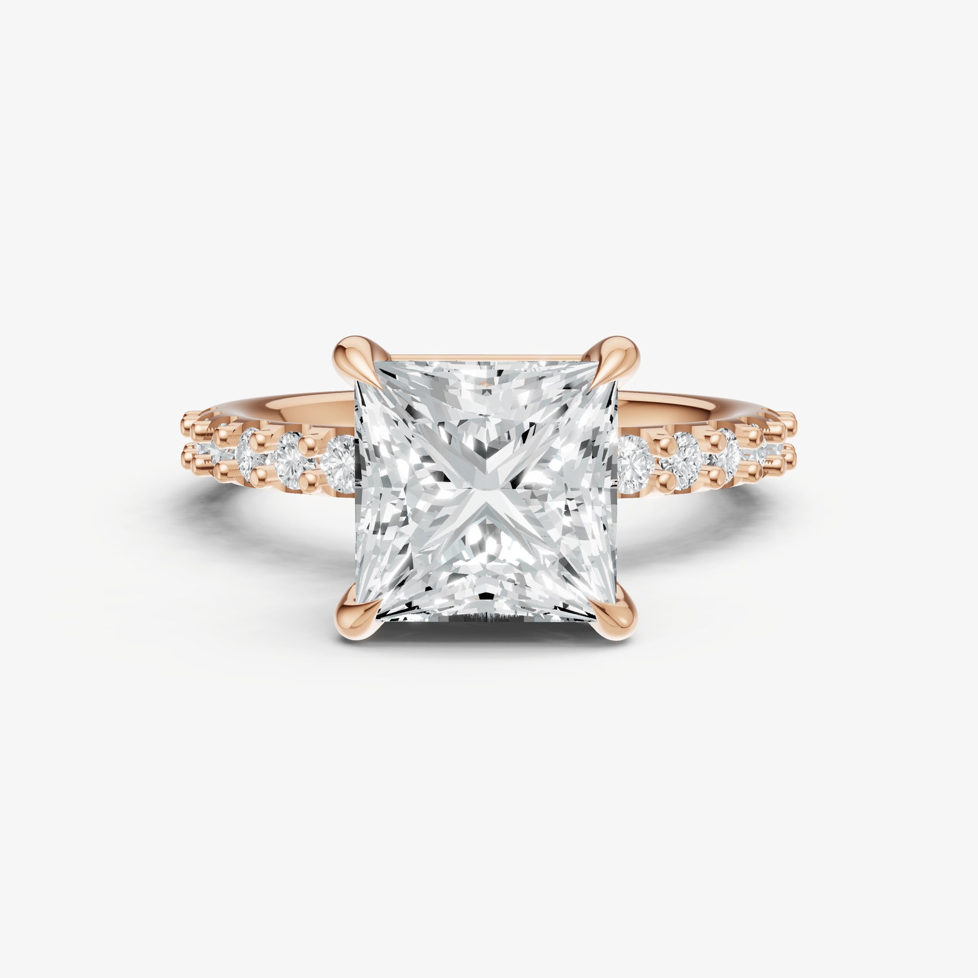 Princess 6 Claw Diamond Band Engagement Ring
