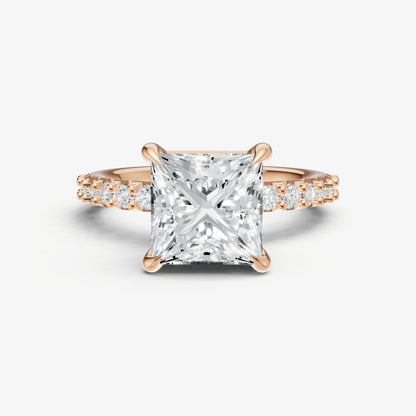 Princess 6 Claw Diamond Band Engagement Ring