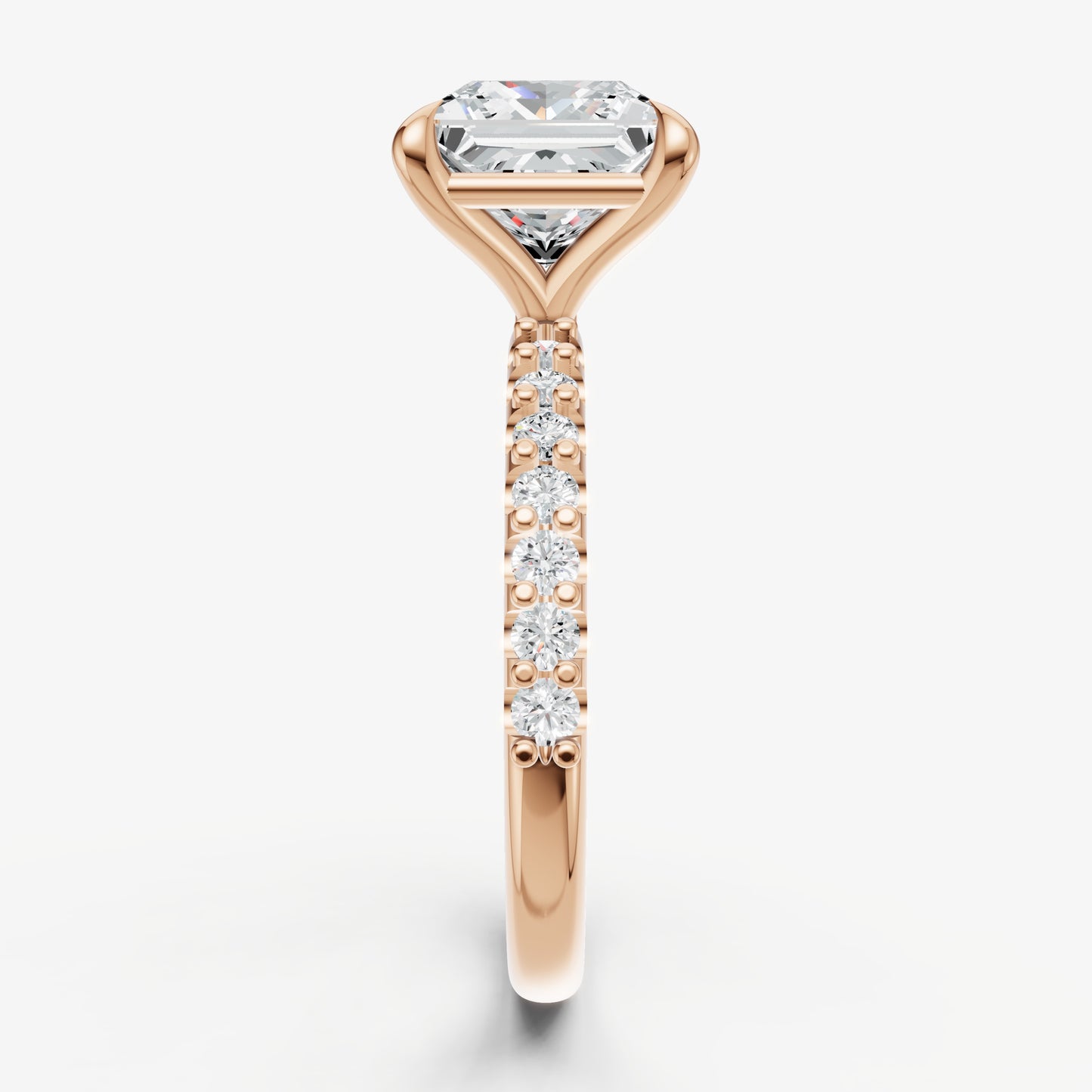 Princess 6 Claw Diamond Band Engagement Ring